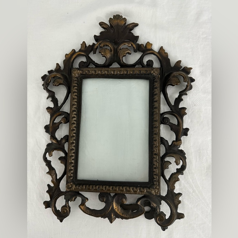 Antique Brass Ornate Picture Frame with Glass